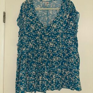 Belle Du Jour Blue Floral Blouse